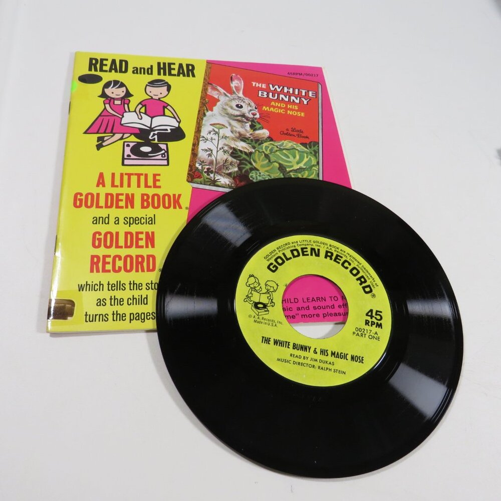 White Bunny and His Magic Nose 1957 by Golden Books LP Vinyl Record and Book